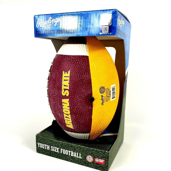 Rawlings Arizona State Collegiate Youth Size Football Red and Yellow - Picture 3 of 6